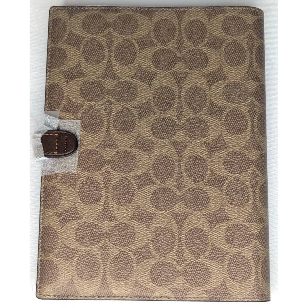 Coach Notebook in Signature Canvas w/ Smooth Leather Details - Khaki, NWT - Picture 2 of 5
